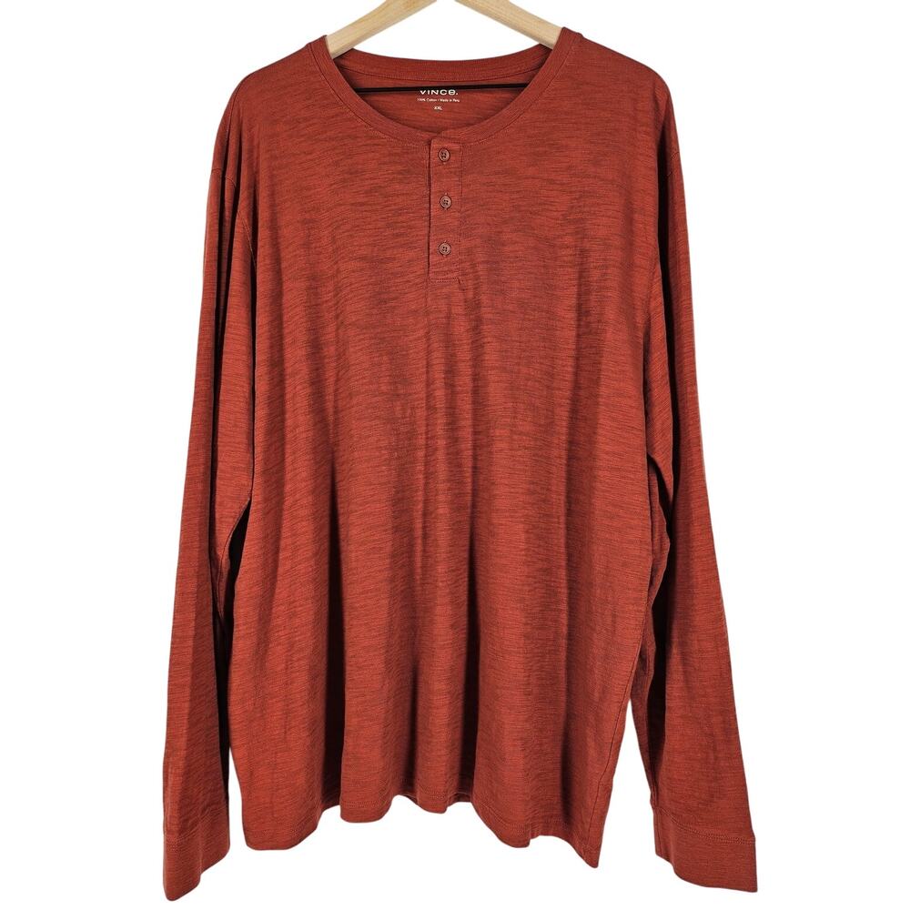 VINCE MEN'S ORANGE LONG SLEEVE THERMAL SHIRT – SIZE XX-LARGE – 100% COTTON